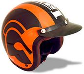 View Item New Heritage Trojan Lambretta Open Faced Peaked Scooter Helmet Orange / Black